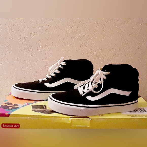 Vans Sk8-Hi Tops Black and White Women's Sneakers Size 7 - Picture 6 of 13